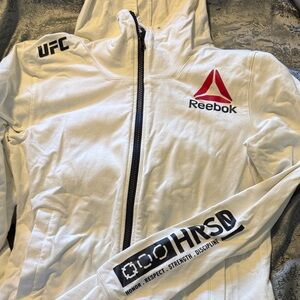 Reebok White UFC Full-Zip Hoodie